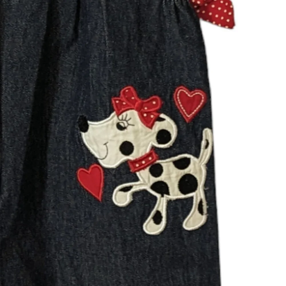 VTG One Piece Denim Puppy Dog Embroidered Sailor‎ Starting Out Baby 6 Months